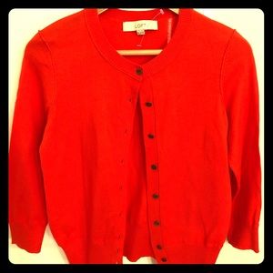 LOFT 100% Cotton Cardigan Size XS Orange